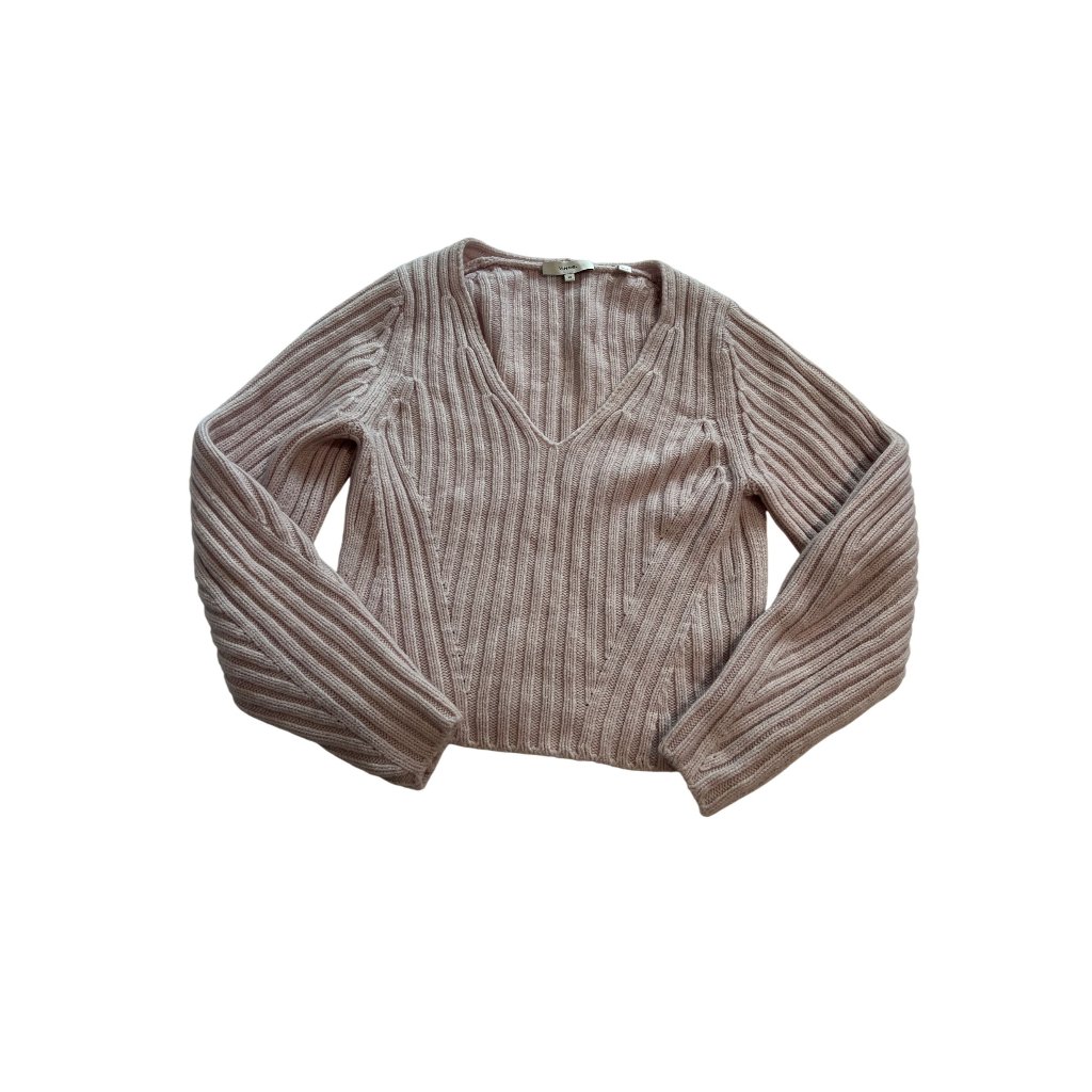 Vince. Ribbed V-Neck Sweater In Pink